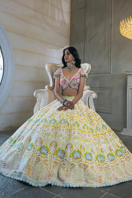 New Bridal Look Heavy Flare Yellow Lehenga For Haldi Ceremony